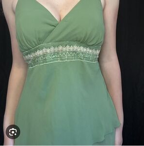 Y2K Green Fairy Embroidered V-neck Tank Top